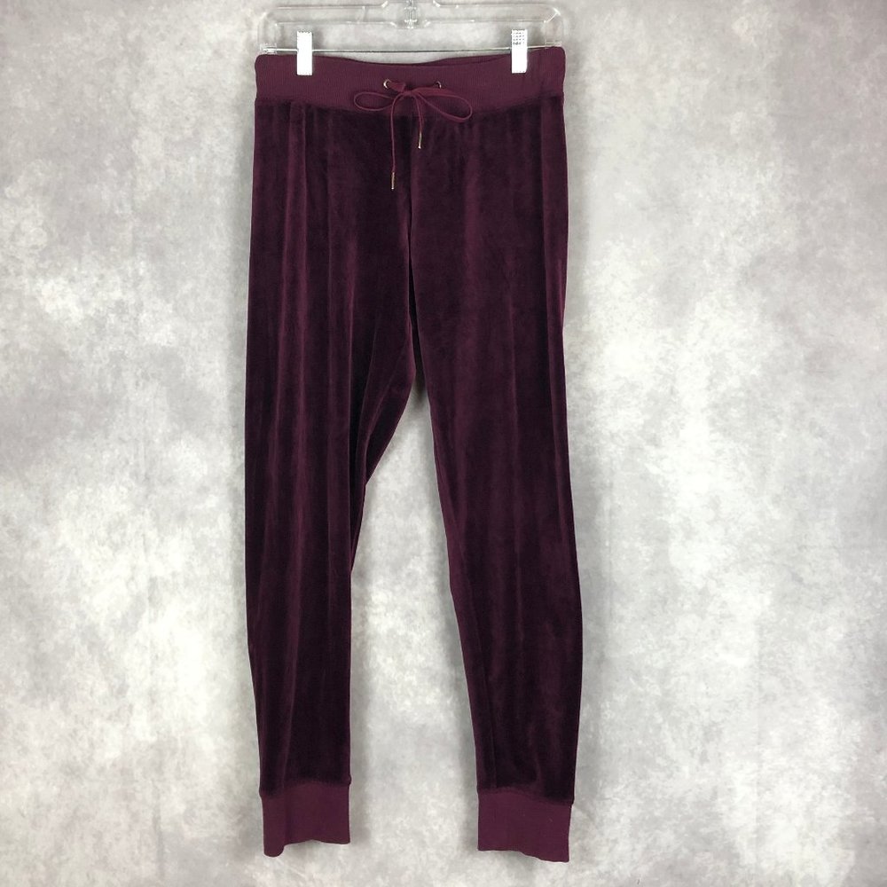 Champion Sweatpants Joggers Womens Small Maroon‎ Crushed Velvet Burgundy Casual
